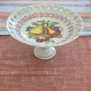 Decorative Fruit Motif Compote Dish